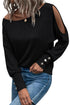 Asymmetrical Cut Out Buttoned Long Sleeve Top
