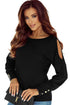 Asymmetrical Cutout Button Accent Long Sleeve Ribbed Knit Top