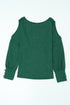Asymmetrical Cutout Button Accent Long Sleeve Ribbed Knit Top