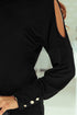 Asymmetrical Cutout Button Accent Long Sleeve Ribbed Knit Top