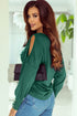 Asymmetrical Cutout Button Accent Long Sleeve Ribbed Knit Top