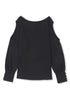 Asymmetrical Cutout Button Accent Long Sleeve Ribbed Knit Top