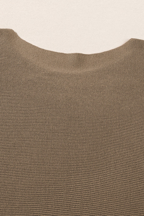Asymmetrical Ribbed Batwing Short Sleeve Knit Top