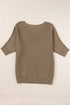 Asymmetrical Ribbed Batwing Short Sleeve Knit Top