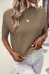Asymmetrical Ribbed Batwing Short Sleeve Knit Top