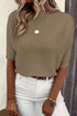 Asymmetrical Ribbed Batwing Short Sleeve Knit Top