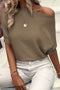 Asymmetrical Ribbed Batwing Short Sleeve Knit Top