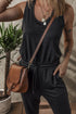 Athleisure Chic Sleeveless Tank Tie Waist Pocketed Jogger Jumpsuit