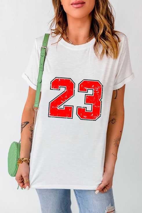 Athletic Style Number Twenty Three Distressed Graphic Tee