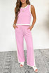 Athletic Trim Cropped Tank Elastic Waist Shift Pant Set