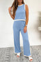 Athletic Trim Cropped Tank Elastic Waist Shift Pant Set