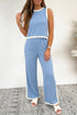 Athletic Trim Cropped Tank Elastic Waist Shift Pant Set