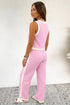 Athletic Trim Cropped Tank Elastic Waist Shift Pant Set