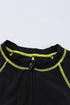 Athletic Zip Front Short Sleeve One Piece Swimsuit