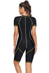 Athletic Zip Front Short Sleeve One Piece Swimsuit