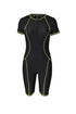 Athletic Zip Front Short Sleeve One Piece Swimsuit