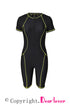 Athletic Zip Front Short Sleeve One Piece Swimsuit