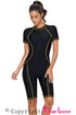 Athletic Zip Front Short Sleeve One Piece Swimsuit