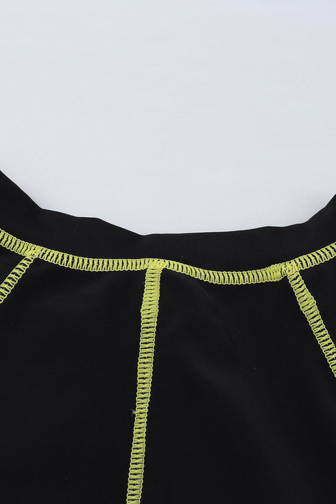Athletic Zip Front Short Sleeve One Piece Swimsuit