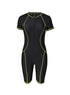 Athletic Zip Front Short Sleeve One Piece Swimsuit