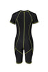 Athletic Zip Front Short Sleeve One Piece Swimsuit