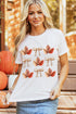 Autumn Leaf And Bow Grid Graphic Short Sleeve Tee