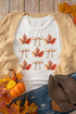 Autumn Leaf And Bow Grid Graphic Short Sleeve Tee