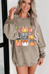 Autumn Pumpkin Bow Graphic Corded Pullover Sweatshirt