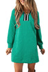 Autumn Stroll Jacquard Textured Quarter Zipper Shift Dress
