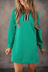 Autumn Stroll Jacquard Textured Quarter Zipper Shift Dress