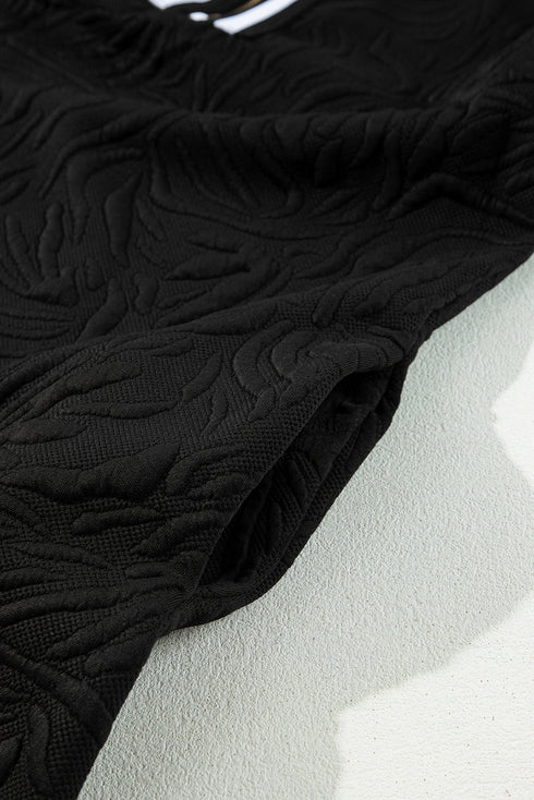 Autumn Stroll Jacquard Textured Quarter Zipper Shift Dress