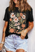 Autumnal Bloom Pumpkin Patch Floral Botanical Graphic Tee