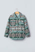 Aztec Geometric Print Button Front Long Sleeve Shacket