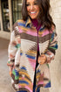 Aztec Print Western Button Up Shirt Jacket