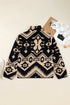 Aztec Yoke Half Button Collared Plush Sweatshirt