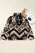 Aztec Yoke Half Button Collared Plush Sweatshirt