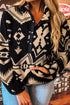 Aztec Yoke Half Button Collared Plush Sweatshirt