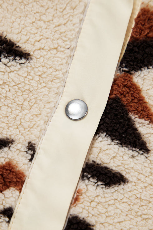 Aztec Yoke Sherpa Half Zip Stand Collar Kangaroo Pocket Sweatshirt