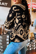 Aztec Yoke Sherpa Half Zip Stand Collar Kangaroo Pocket Sweatshirt
