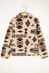 Aztec Yoke Sherpa Half Zip Stand Collar Kangaroo Pocket Sweatshirt