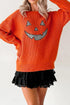 Applique Graphic Drop Shoulder Round Neck Long Sleeve Sweater