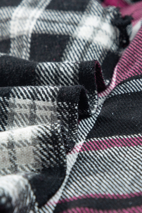 Paneled Checked Button Front Plaid Shacket