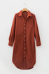 Long Sleeve Button Down Corduroy Midi Dress