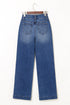 Double Button Zip Fly Wide Straight Leg Jeans