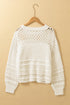 Mixed Stitch Scalloped Hem Relaxed Fit Sweater