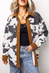 Western Cow Print Long Sleeve Button Up Denim Jacket