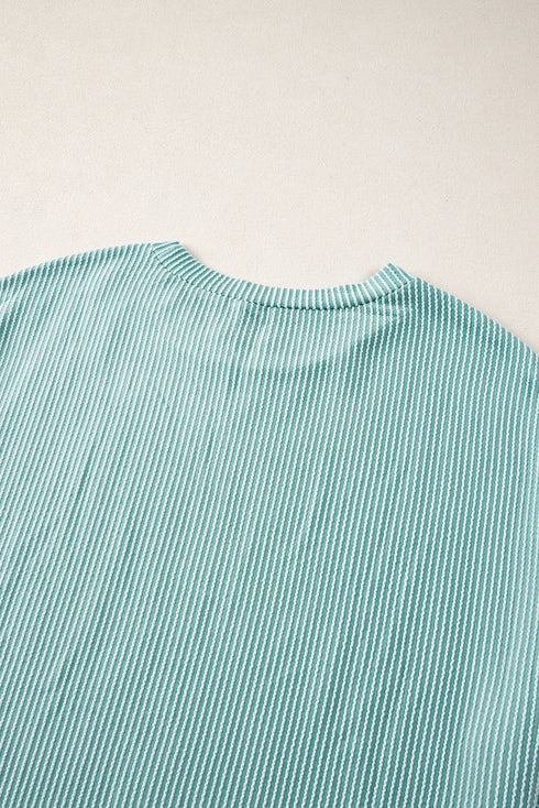 Corded Ribbed Knit Loose Fit Tee And Short Set