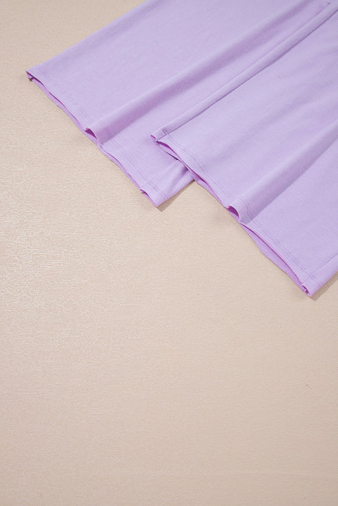 Casual Mineral Wash Drawstring Wide Leg Pant Set