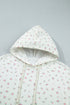 Floral Print Ribbing Drawstring Hem Long Sleeve Hoodie