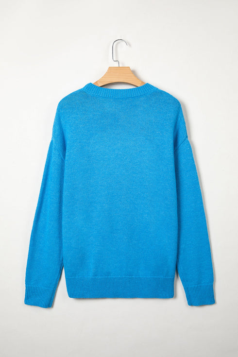 Acrylic Western Embroidery Drop Shoulder Pullover Sweater